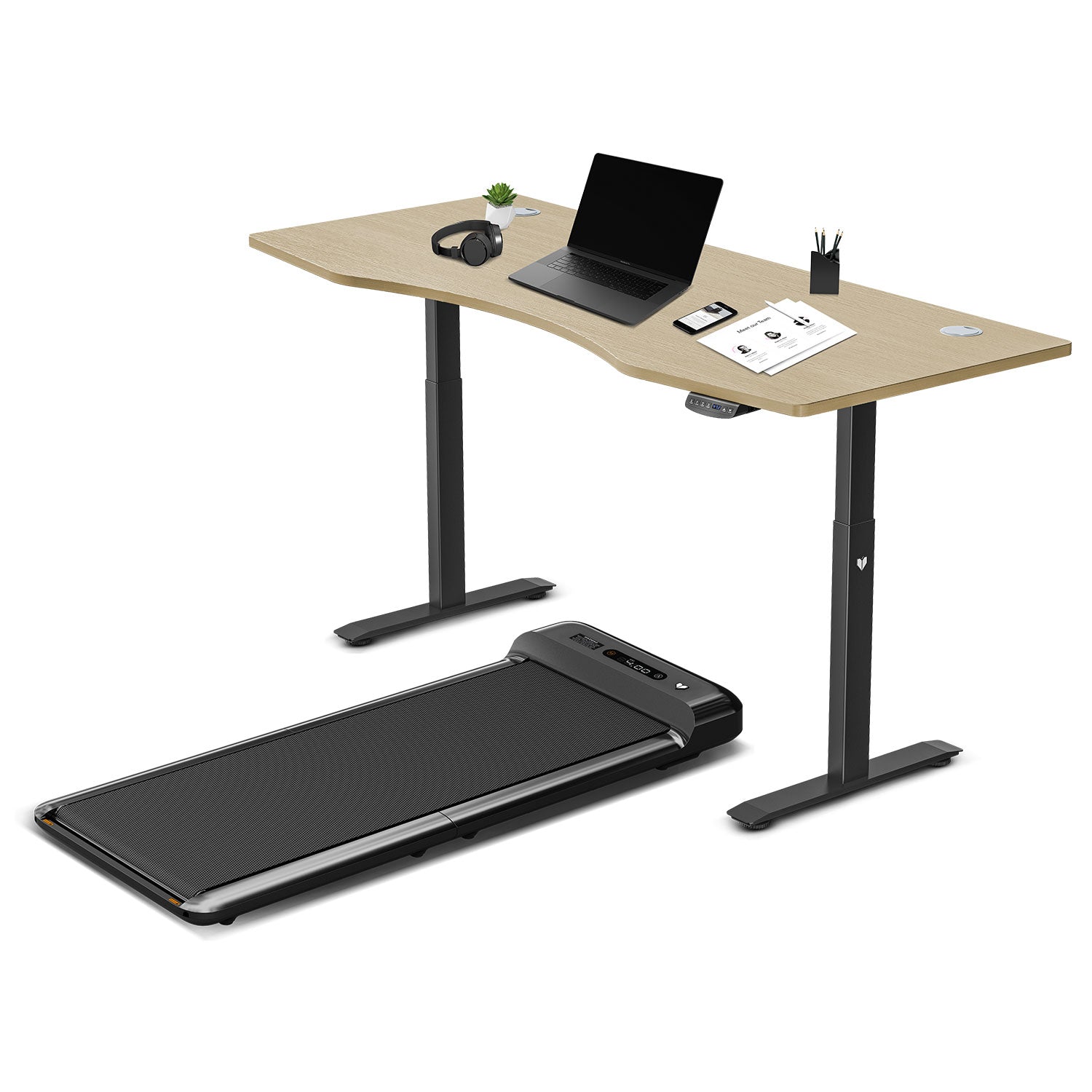 Lifespan Fitness Walkingpad M2 Treadmill with Dual Motor Automatic Standing Desk 180cm in Oak/Black Awezingly