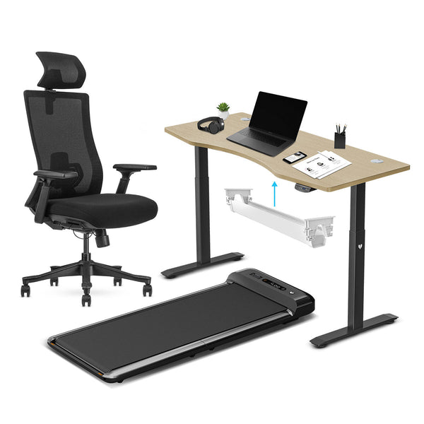 Lifespan Fitness WalkingPad M2 + ErgoDesk 1500mm Oak + Cable Management + DM9 Chair Awezingly