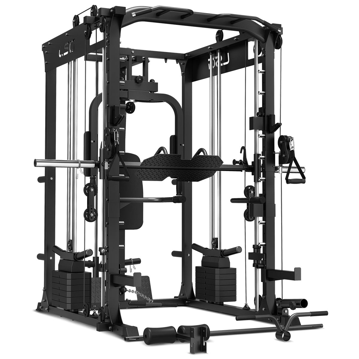 LSG GRK200 10-in-1 Home Gym Station, Power Rack, Smith Machine and Cable Crossover + 90kg Standard Weight Plate Set lsg