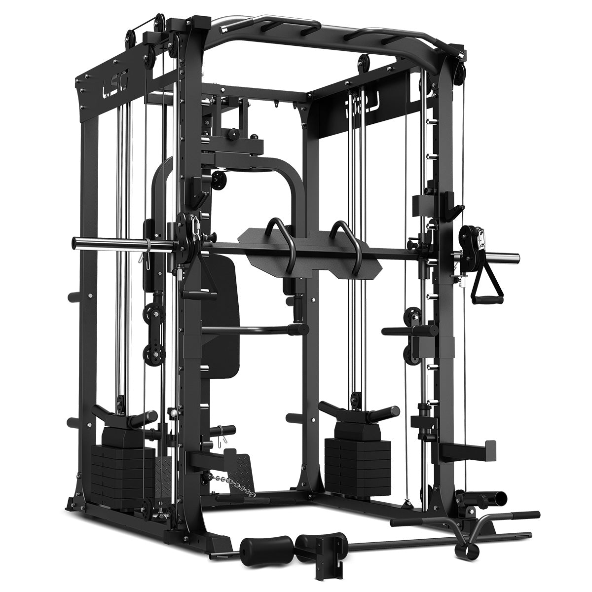 LSG GRK200 with FID Bench, 90kg Olympic Weights - Barbell and Rubber Tri-Grip Plates Awezingly