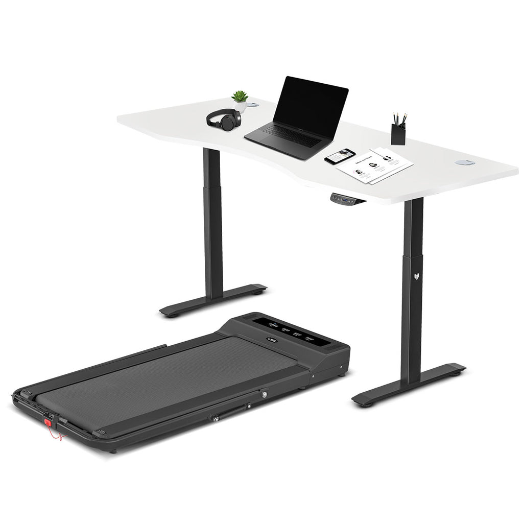 LSG Nimbus Walking Pad Treadmill + ErgoDesk Automatic Standing Desk 1800mm (White) Awezingly