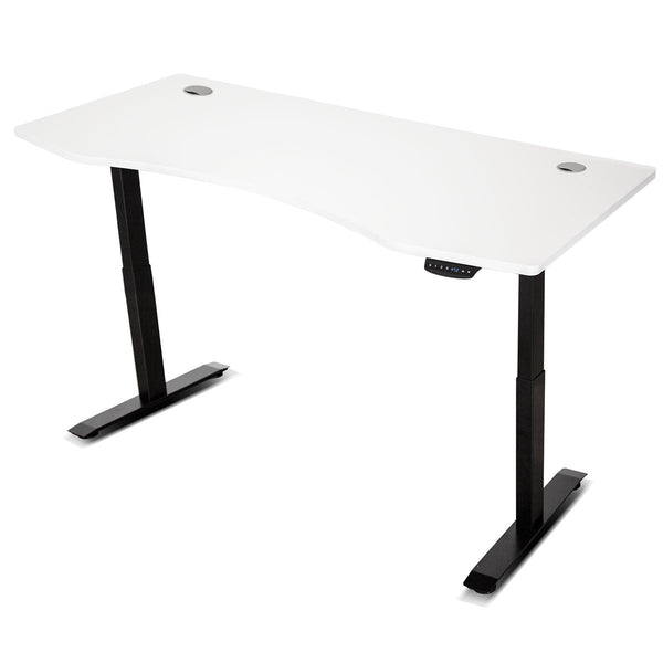 LSG Pacer M5 with Dual Motor Automatic Standing Desk 150cm in White/Black and Cable Management Awezingly