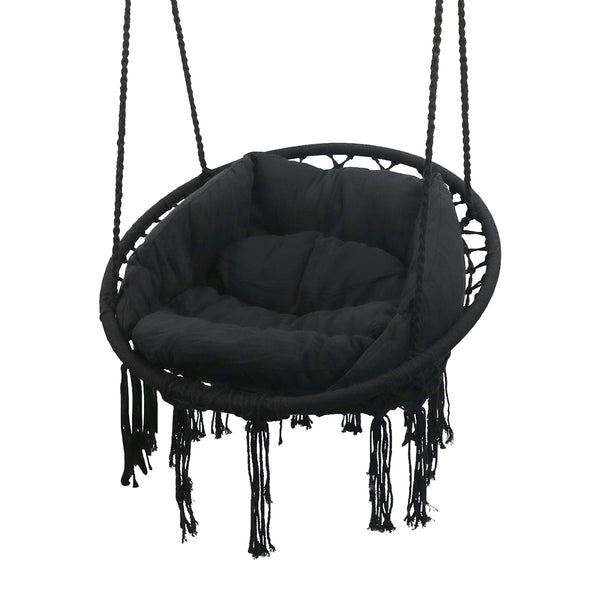 Lifespan Kids Hammock Hanging Swing Chair with Cushions in Black Awezingly