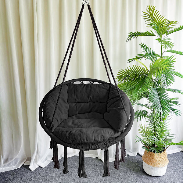 Lifespan Kids Hammock Hanging Swing Chair with Cushions in Black Awezingly