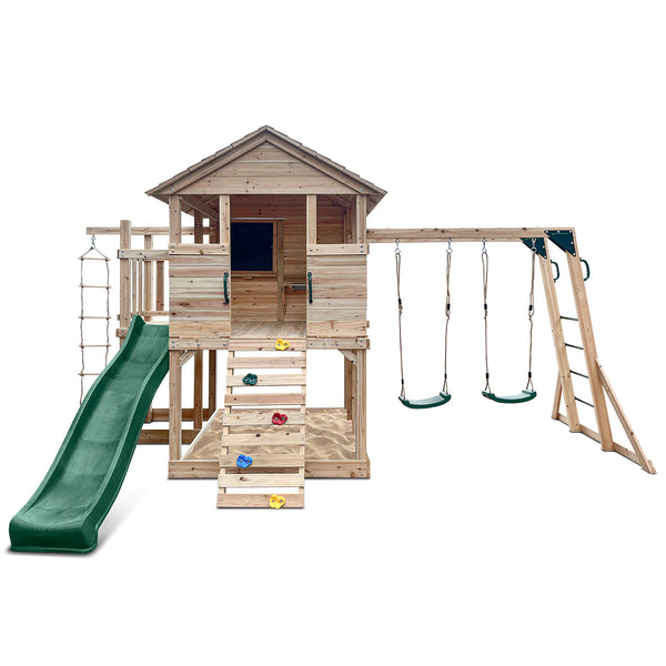 Lifespan Kids Kingston Cubby House with 2.2m Slide (Green) Awezingly