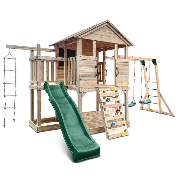 Lifespan Kids Kingston Cubby House with 2.2m Slide (Green) Awezingly