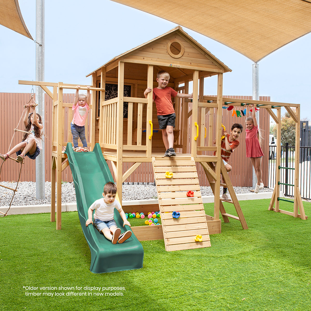 Lifespan Kids Kingston Cubby House with 2.2m Slide (Green) Awezingly