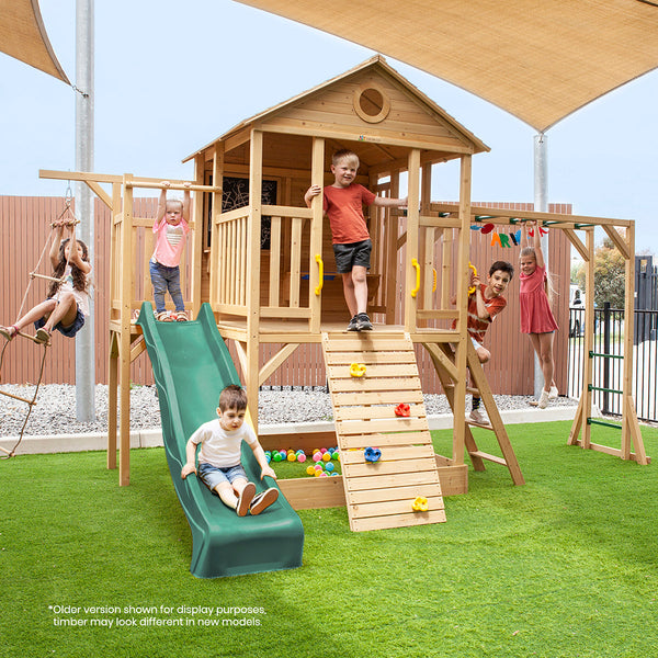 Lifespan Kids Kingston Cubby House with 2.2m Slide (Green) Awezingly