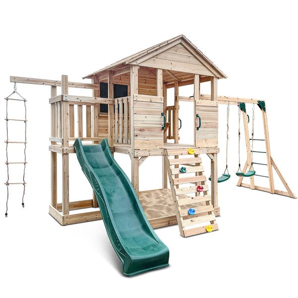 Lifespan Kids Kingston Cubby House with 2.2m Green Slide Lifespan