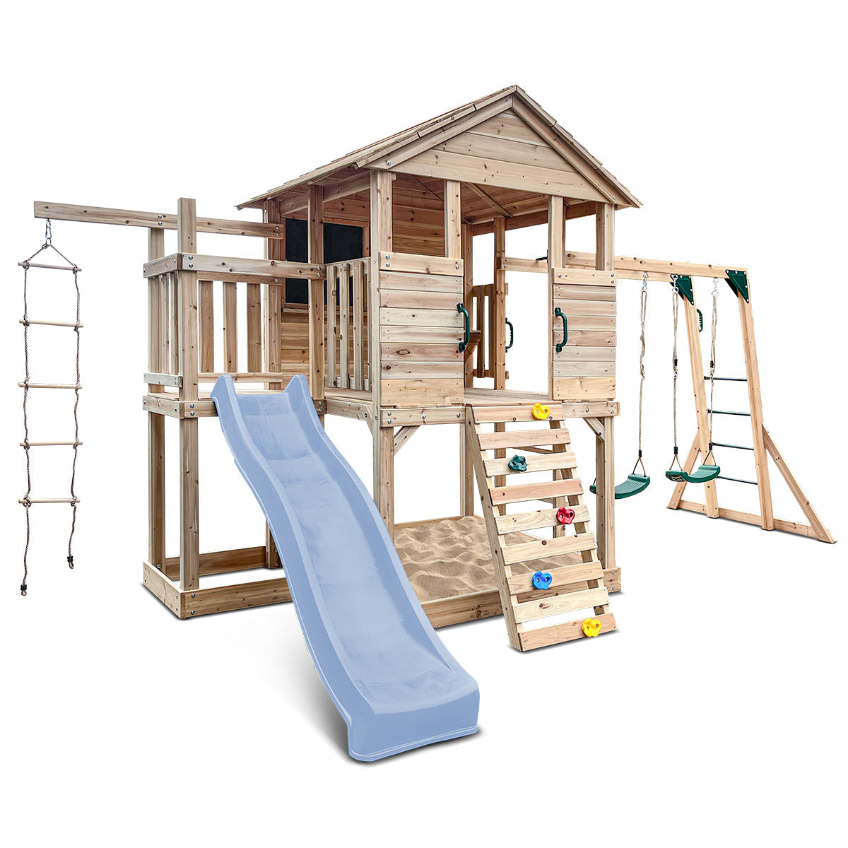 Lifespan Kids Kingston Cubby House with 2.2m Slide (Pastel Blue) Awezingly