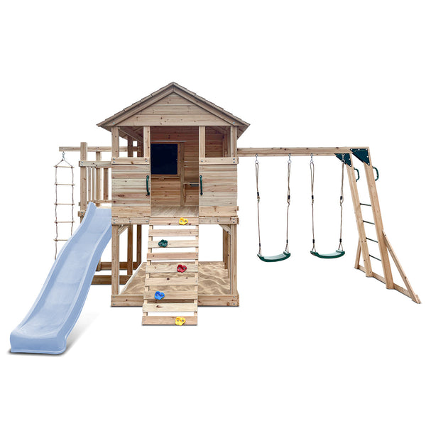 Lifespan Kids Kingston Cubby House with 2.2m Slide (Pastel Blue) Awezingly