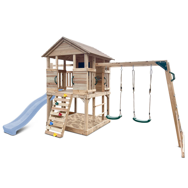 Lifespan Kids Kingston Cubby House with 2.2m Slide (Pastel Blue) Awezingly