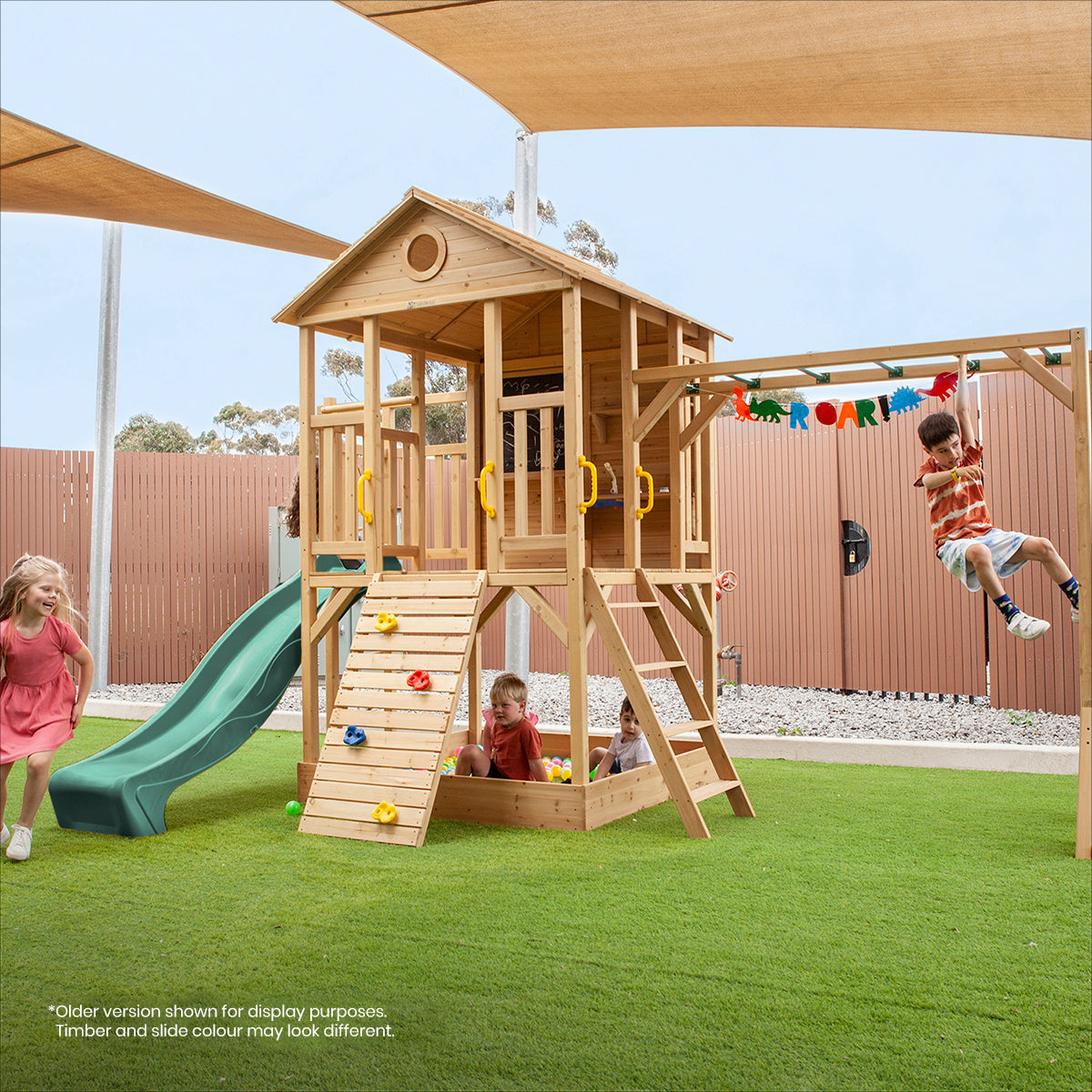 Lifespan Kids Kingston Cubby House with 2.2m Slide (Pastel Blue) Awezingly