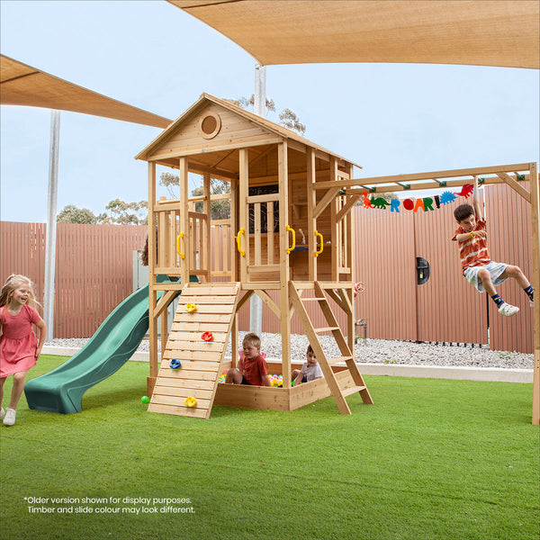 Lifespan Kids Kingston Cubby House with 2.2m Slide (Pastel Blue) Awezingly