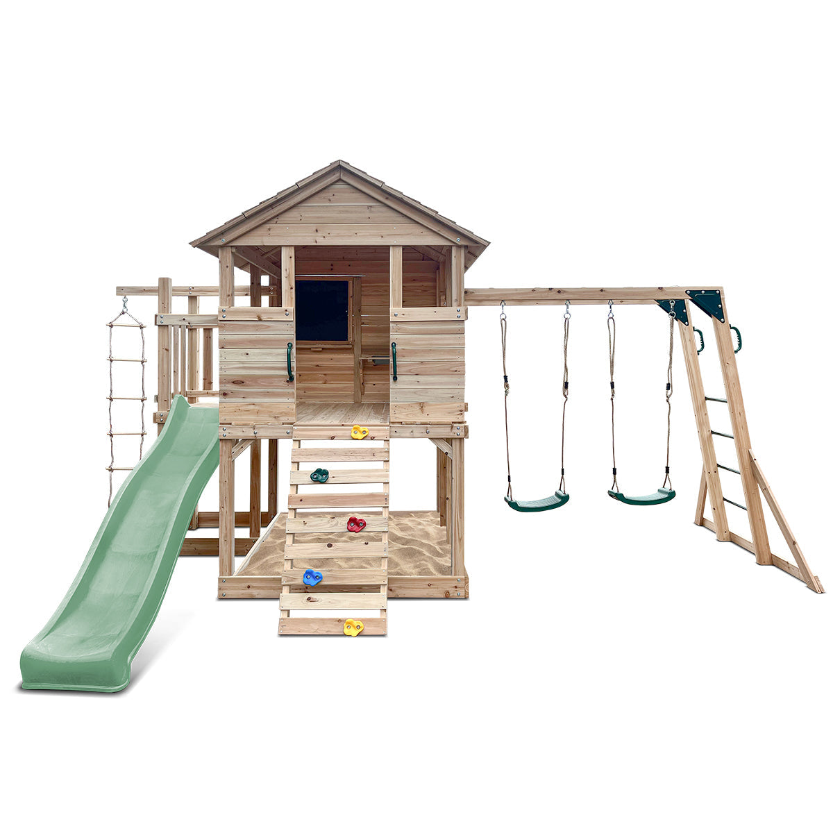 Lifespan Kids Kingston Cubby House with 2.2m Slide (Pastel Green) Awezingly