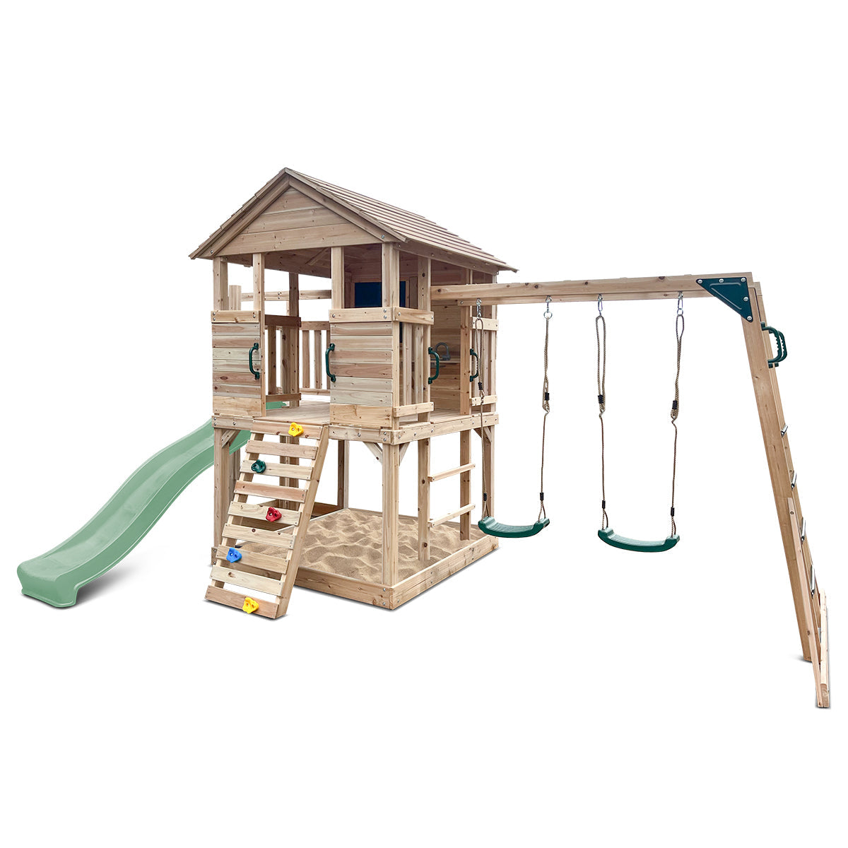 Lifespan Kids Kingston Cubby House with 2.2m Slide (Pastel Green) Awezingly