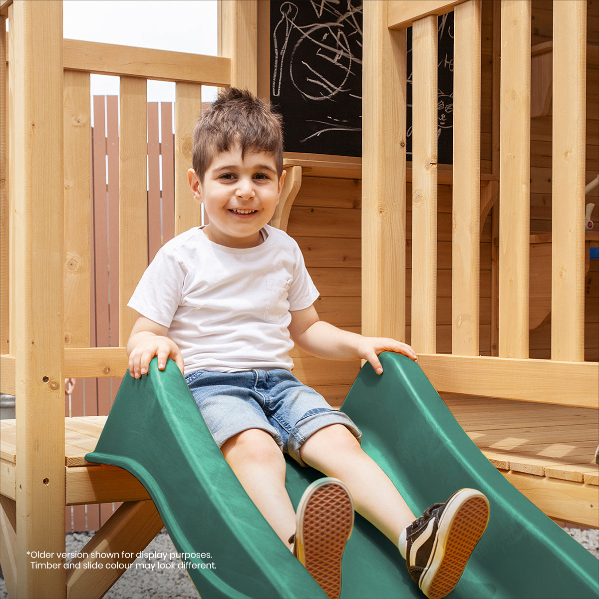 Lifespan Kids Kingston Cubby House with 2.2m Slide (Pastel Green) Awezingly