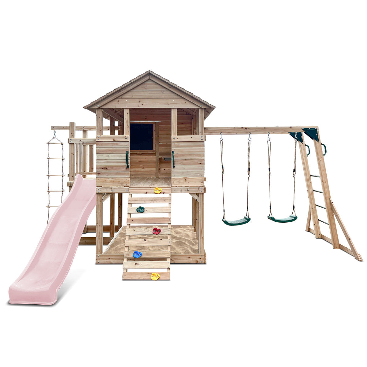 Lifespan Kids Kingston Cubby House with 2.2m Slide (Pastel Pink) Awezingly