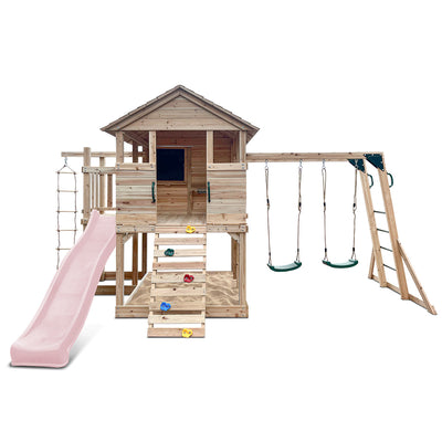 Lifespan Kids Kingston Cubby House with 2.2m Slide (Pastel Pink)