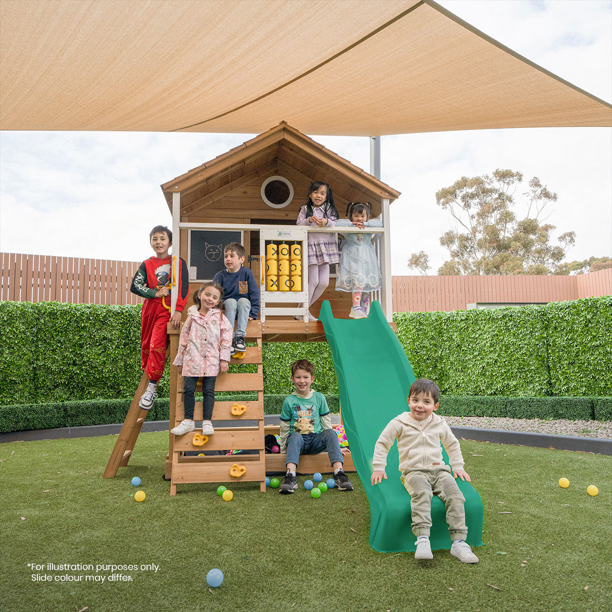 Lifespan Kids Warrigal Cubby House with 2.2m Slide (White) Awezingly