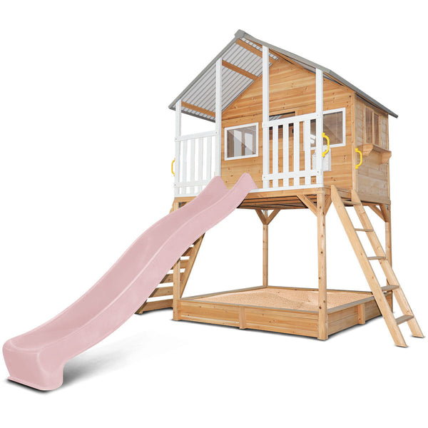Lifespan Kids Winchester Cubby House (Elevated 1.2m) with 2.2m Slide (Pastel Pink) Awezingly