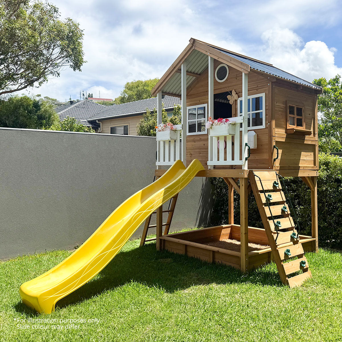 Lifespan Kids Winchester Cubby House (Elevated 1.2m) with 2.2m Slide (Yellow) Awezingly