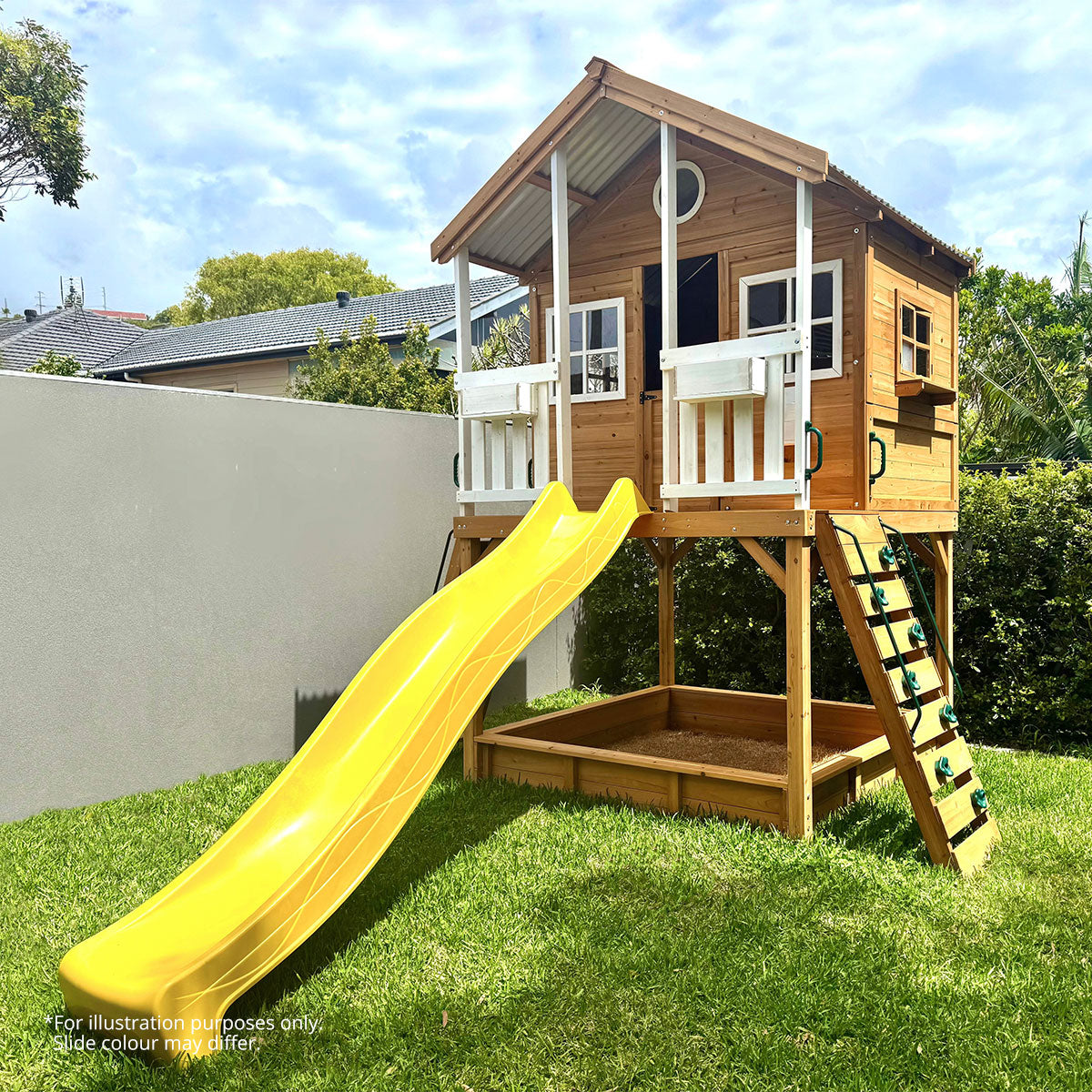 Lifespan Kids Winchester Cubby House (Elevated 1.2m) with 2.2m Slide (Yellow) Awezingly