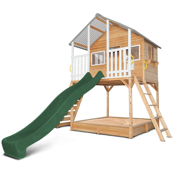 Lifespan Kids Winchester Cubby House (Elevated 1.45m) with 3.0m Slide (Green) Awezingly