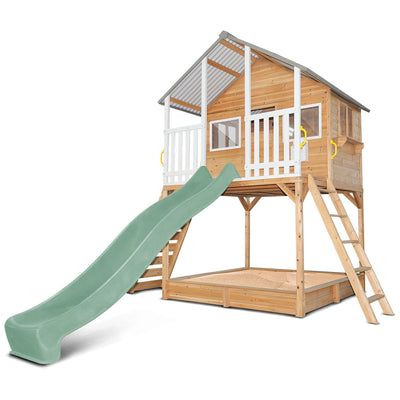 Lifespan Kids Winchester Cubby House (Elevated 1.45m) with 3.0m Slide (Pastel Green)