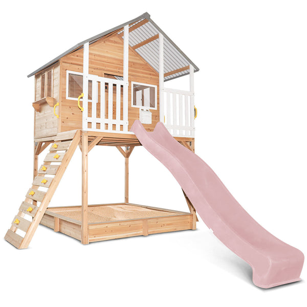 Lifespan Kids Winchester Cubby House (Elevated 1.45m) with 3.0m Slide (Pastel Pink) Awezingly