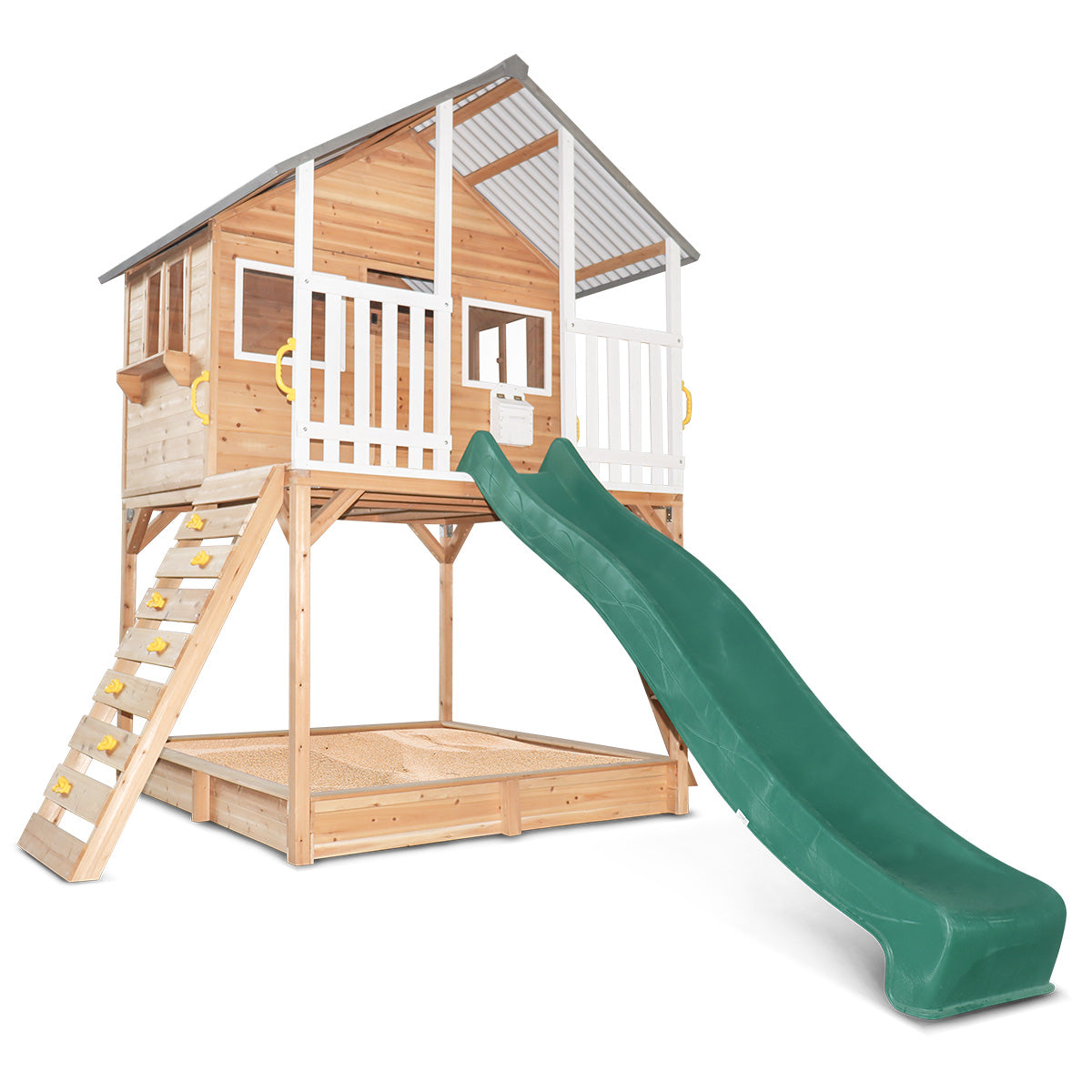 Lifespan Kids Winchester Cubby House with Elevation Platform and Green Slide Lifespan