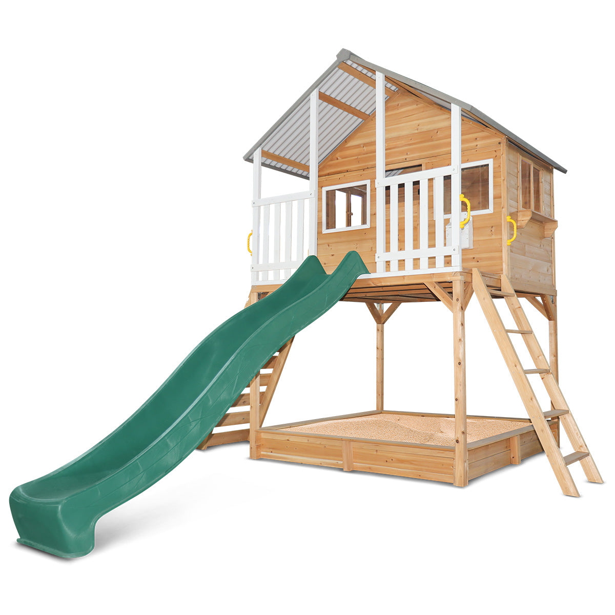 Lifespan Kids Winchester Cubby House with Elevation Platform and Green Slide Lifespan