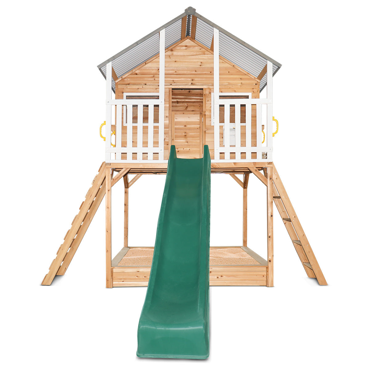 Lifespan Kids Winchester Cubby House with Elevation Platform and Green Slide Lifespan