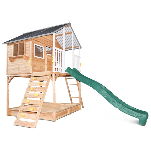 Lifespan Kids Winchester Cubby House with Elevation Platform and Green Slide Lifespan