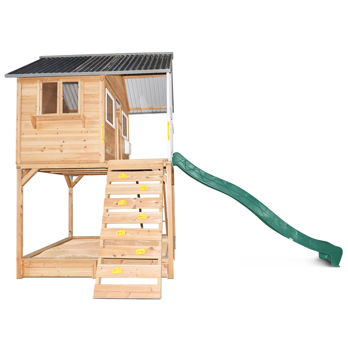 Lifespan Kids Winchester Cubby House with Elevation Platform and Green Slide Lifespan