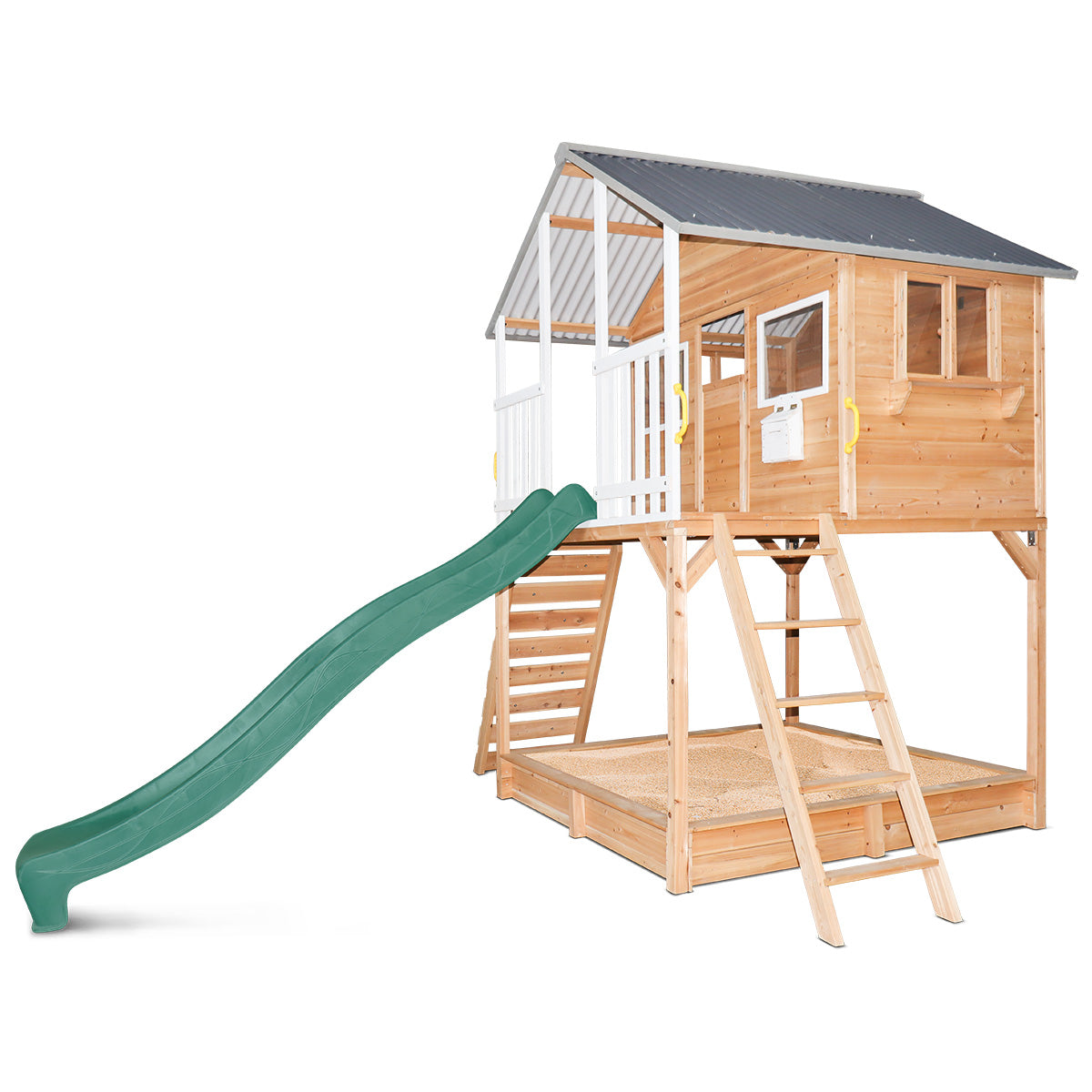Lifespan Kids Winchester Cubby House with Elevation Platform and Green Slide Lifespan