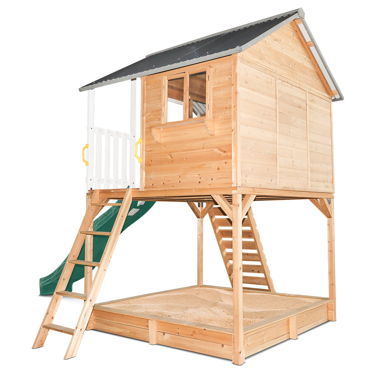 Lifespan Kids Winchester Cubby House with Elevation Platform and Green Slide Lifespan