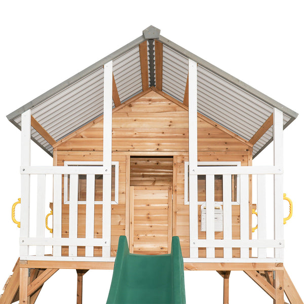 Lifespan Kids Winchester Cubby House with Elevation Platform and Green Slide Lifespan