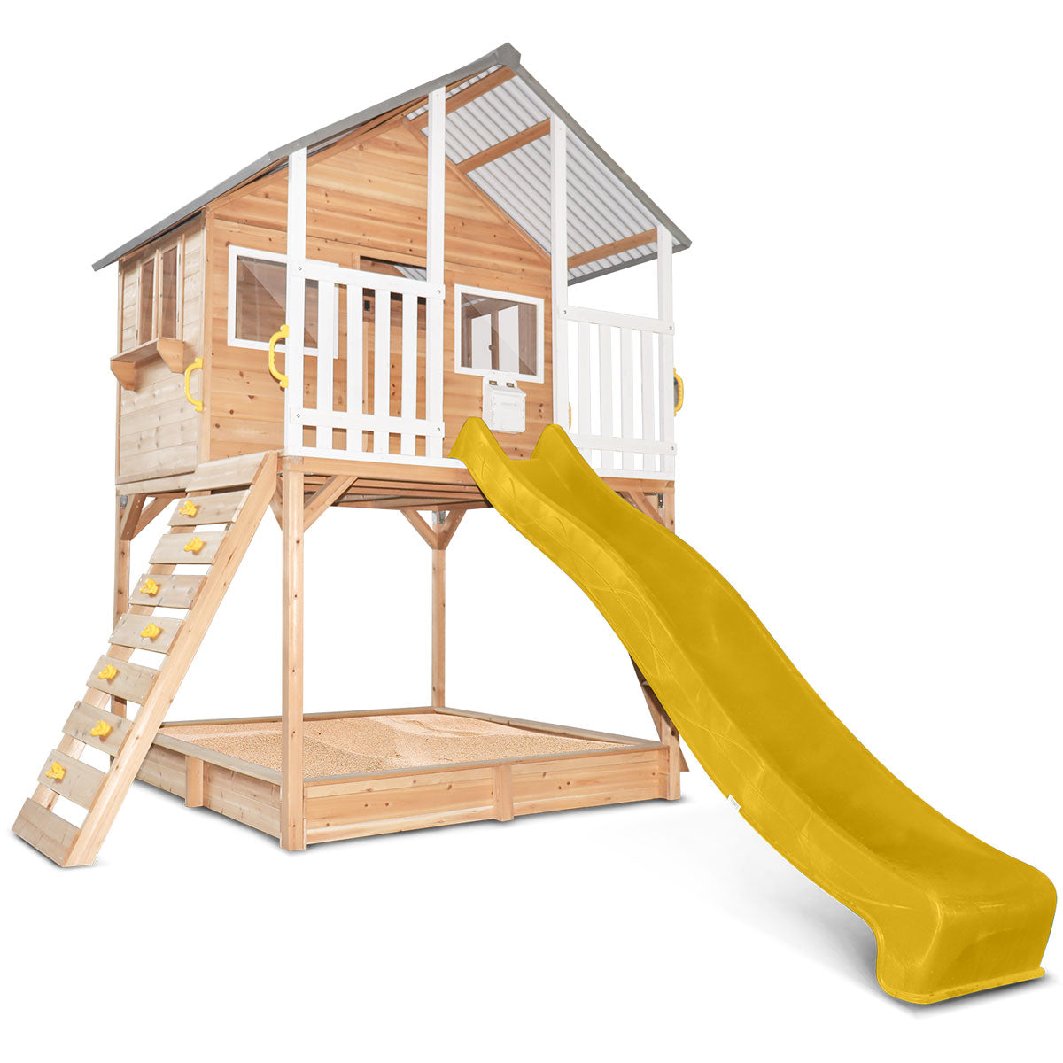 Lifespan Kids Winchester Cubby House with Elevation Platform and Yellow Slide Lifespan