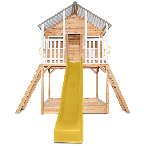 Lifespan Kids Winchester Cubby House with Elevation Platform and Yellow Slide Lifespan