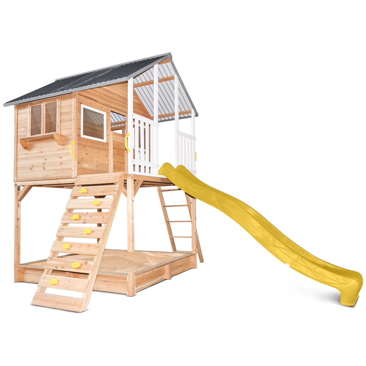 Lifespan Kids Winchester Cubby House with Elevation Platform and Yellow Slide Lifespan