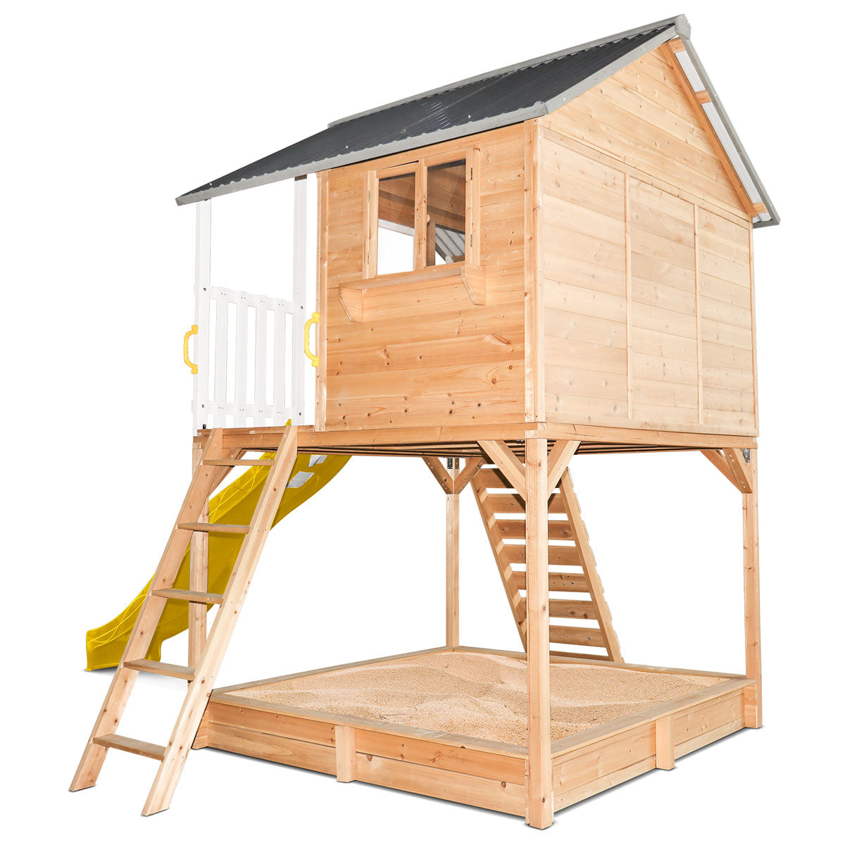 Lifespan Kids Winchester Cubby House with Elevation Platform and Yellow Slide Lifespan