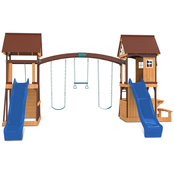 Lifespan Kids Armadale Swing Set & Play Centre with Two 2.2m Slide (Blue) Awezingly