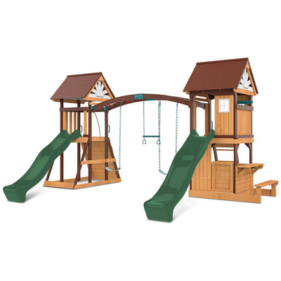 Lifespan Kids Armadale Swing Set & Play Centre with Two 2.2m Slide (Green)