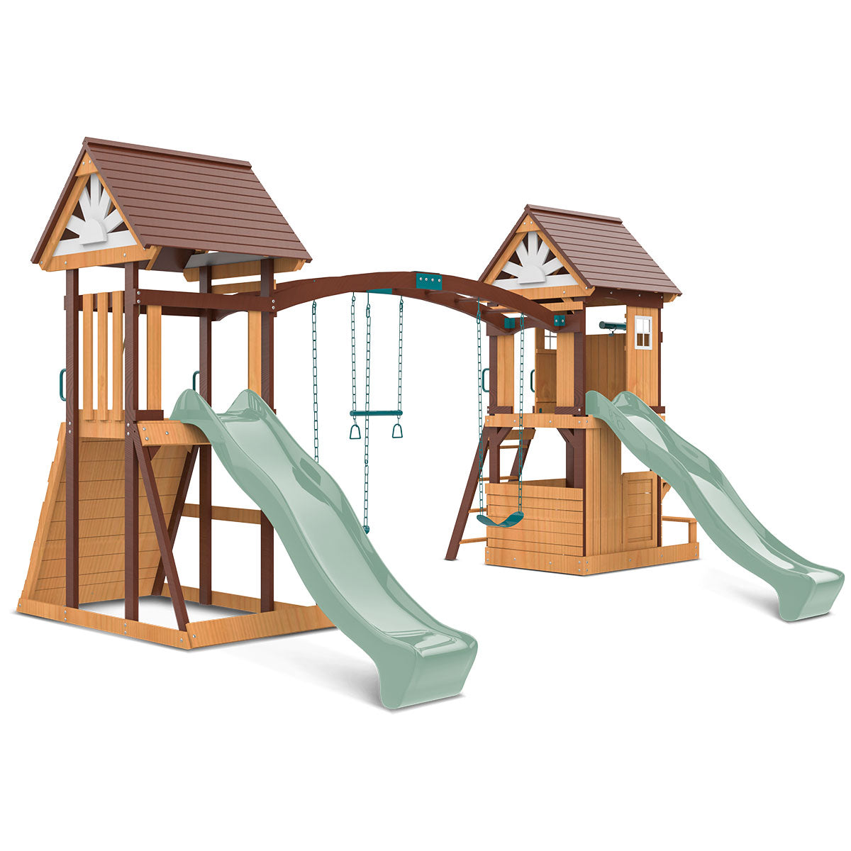 Lifespan Kids Armadale Swing Set & Play Centre with Two 2.2m Slide (Pastel Green) Awezingly
