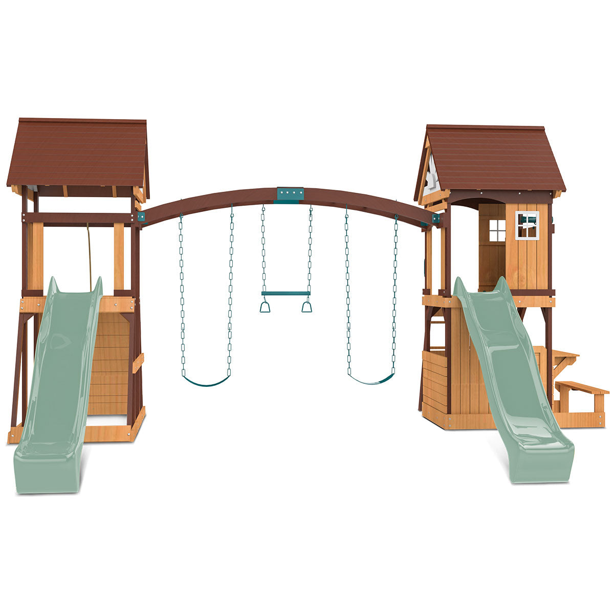 Lifespan Kids Armadale Swing Set & Play Centre with Two 2.2m Slide (Pastel Green) Awezingly