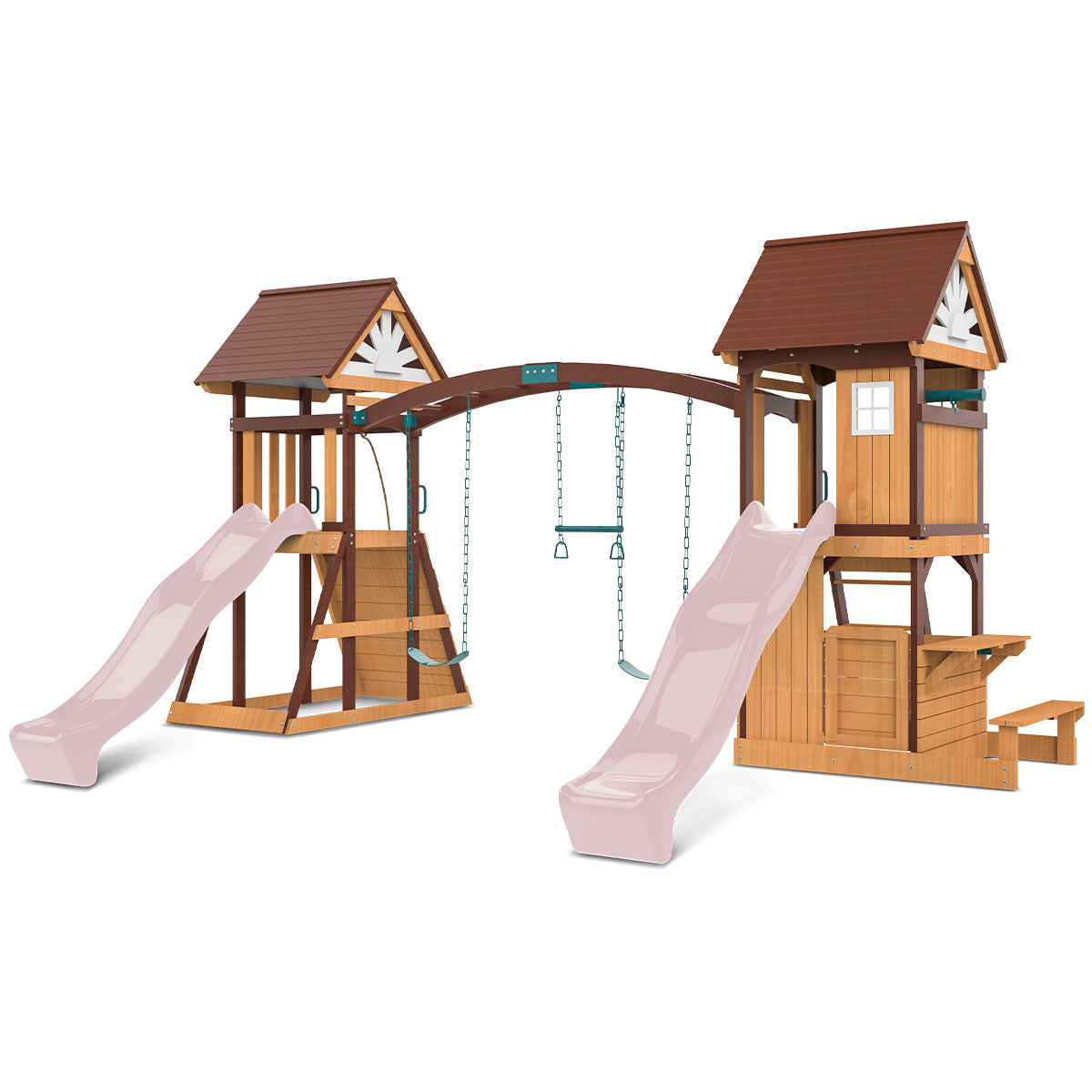 Lifespan Kids Armadale Swing Set & Play Centre with Two 2.2m Slide (Pastel Pink) Awezingly