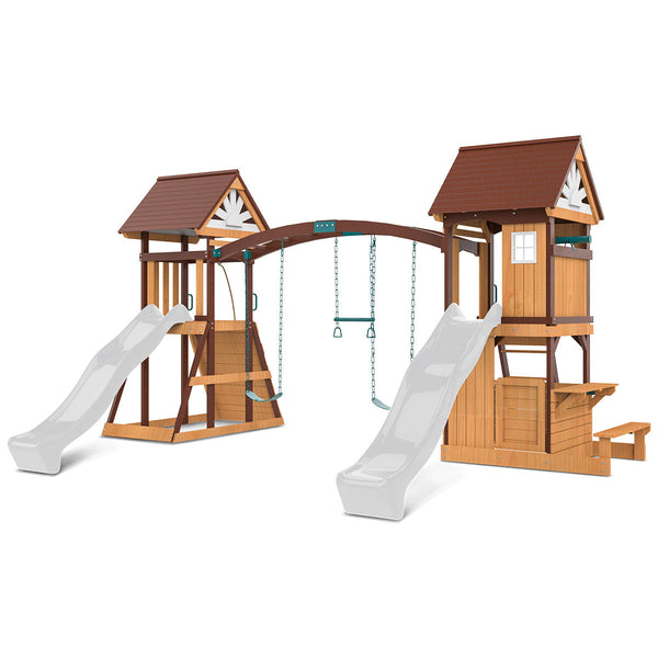 Lifespan Kids Armadale Swing Set & Play Centre with Two 2.2m Slide (White) Awezingly