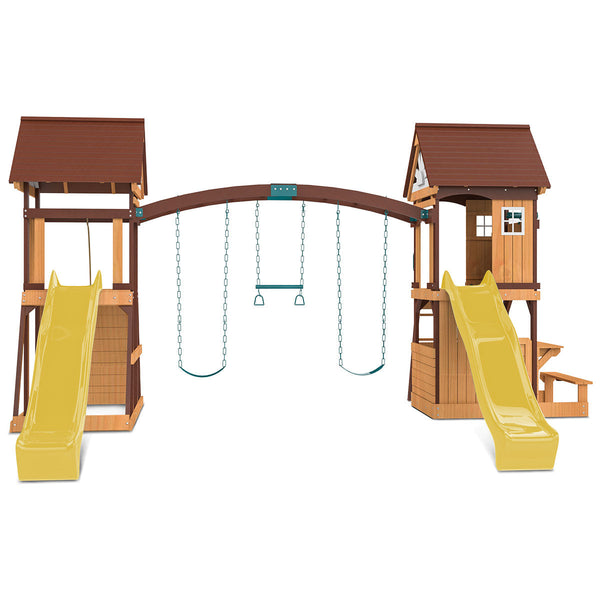 Lifespan Kids Armadale Swing Set & Play Centre with Two 2.2m Slide (Yellow) Awezingly