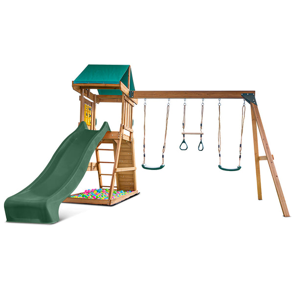 Lifespan Kids Birmingham Swing Set & Play Centre with 2.2m Slide (Green) Awezingly